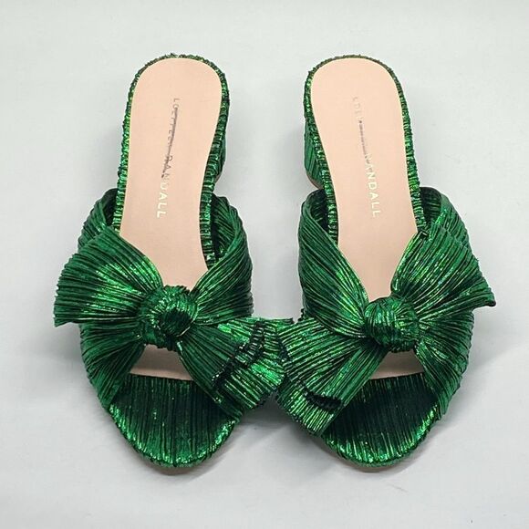 Loeffler Randall Emilia 50MM Pleated Lamé Knotted Mules size 5 - Picture 3 of 14